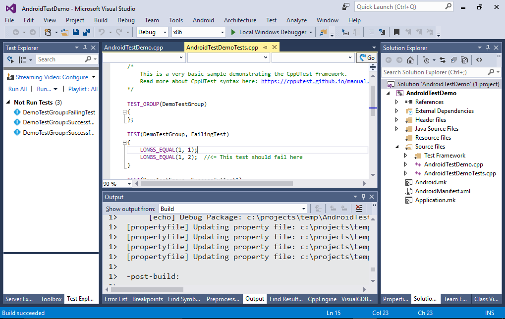 Visual studio 2013 c++ unit test example