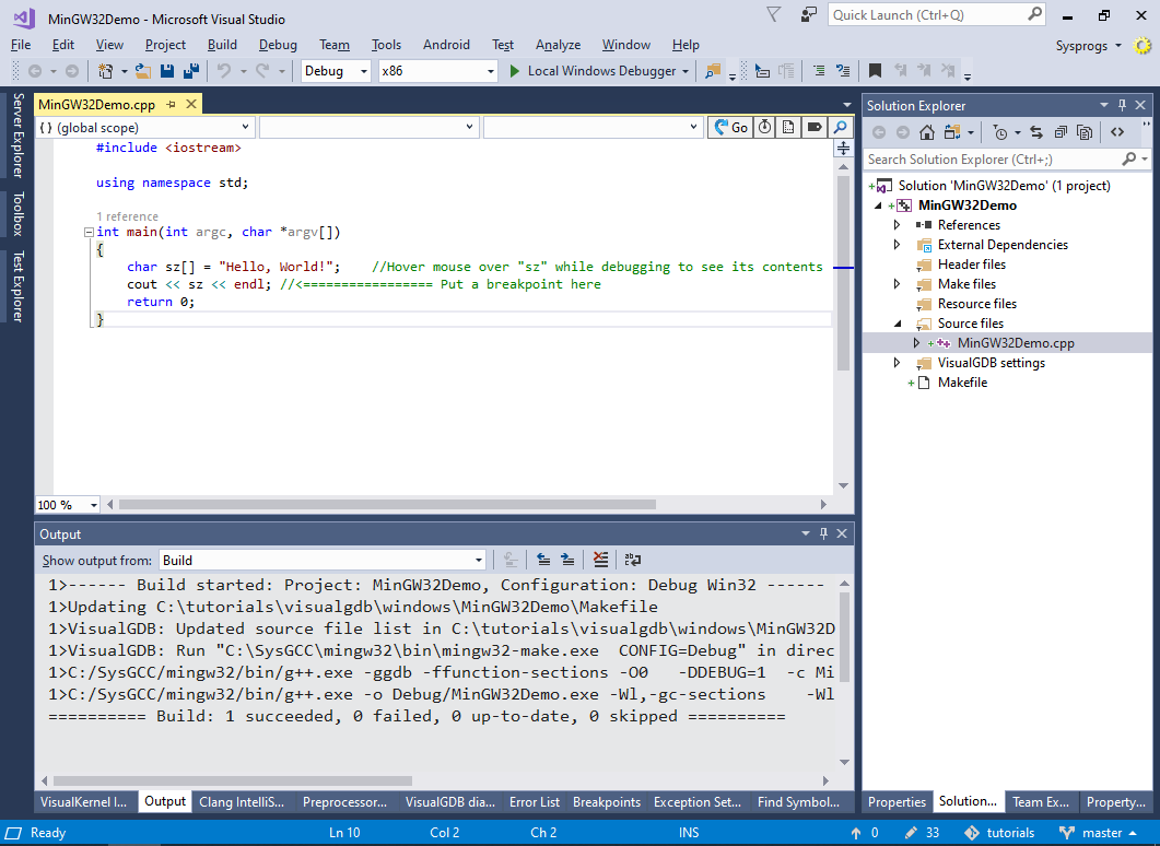 Tutorial: Debug C++ code - Visual Studio (Windows)