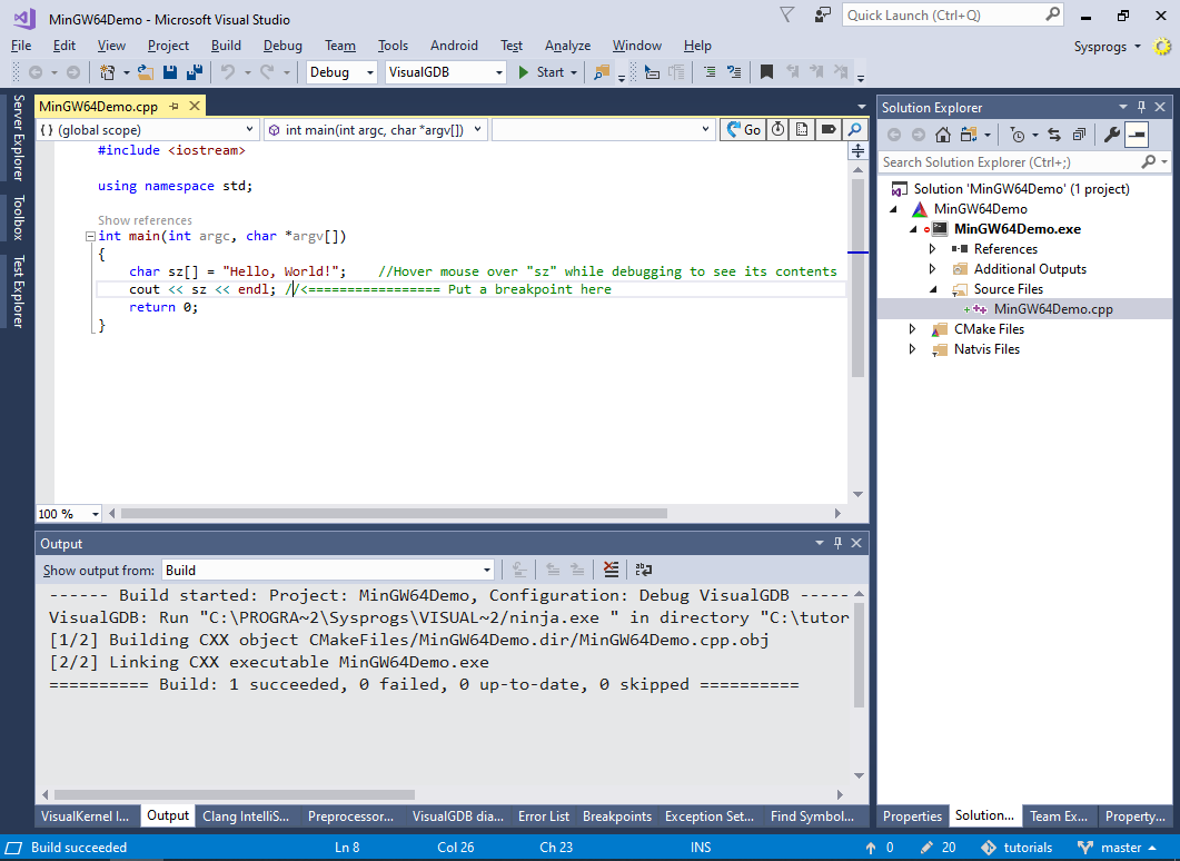 Creating Mingw64 Applications With Visual Studio Visualgdb Tutorials