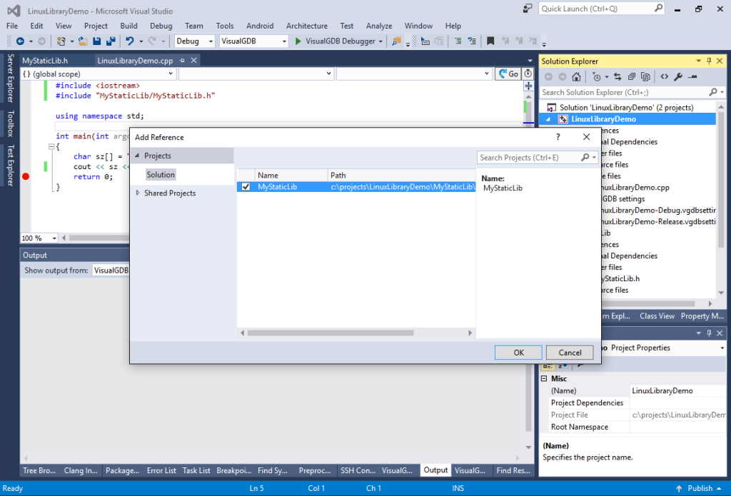 Creating Linux Libraries with Visual Studio – VisualGDB Tutorials