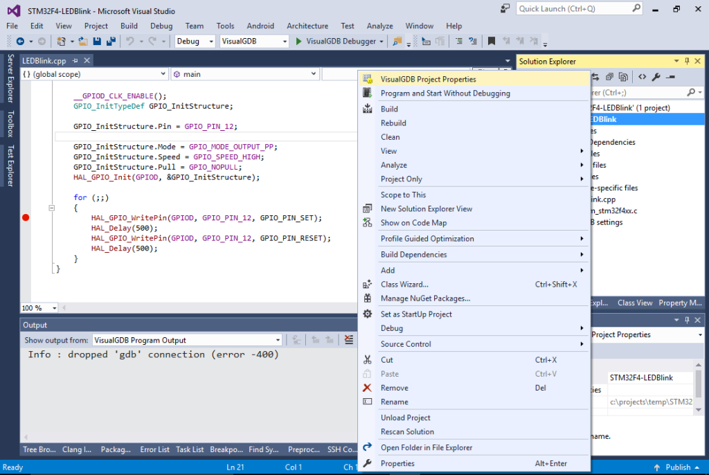 STM32F4-Discovery tutorial with Visual Studio – VisualGDB Tutorials