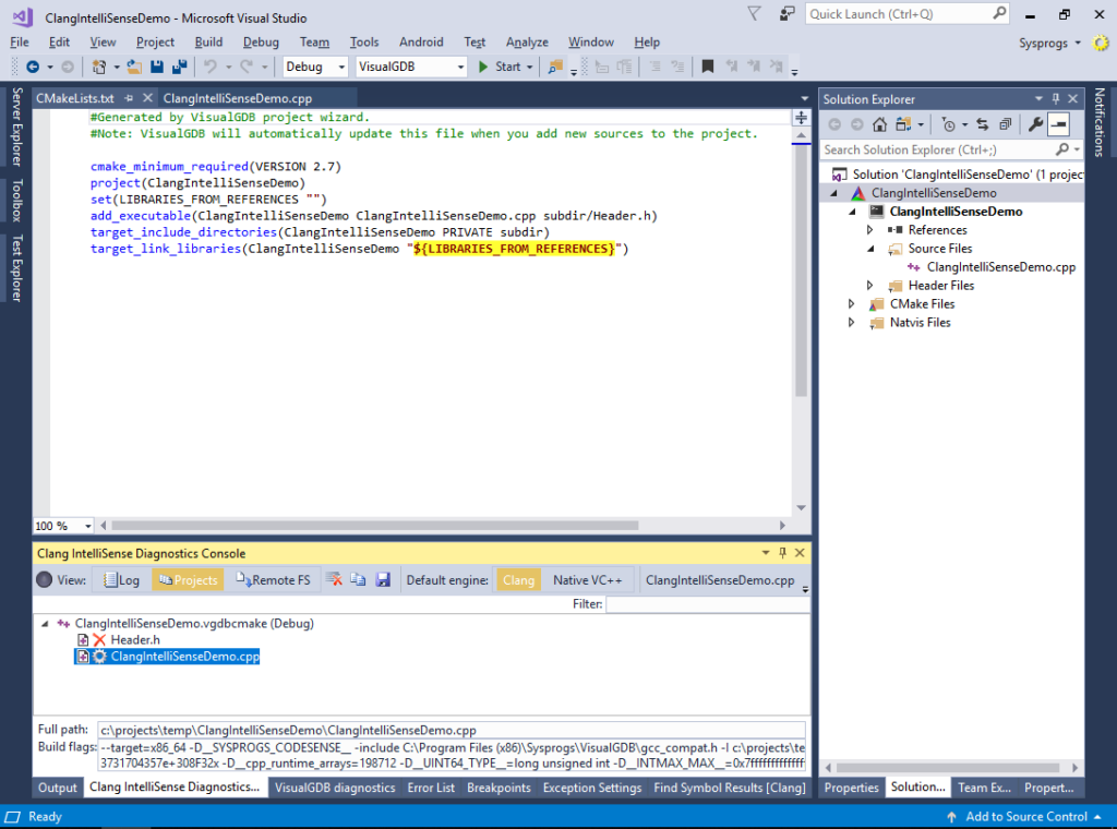 Diagnosing IntelliSense problems for Advanced Projects – VisualGDB ...