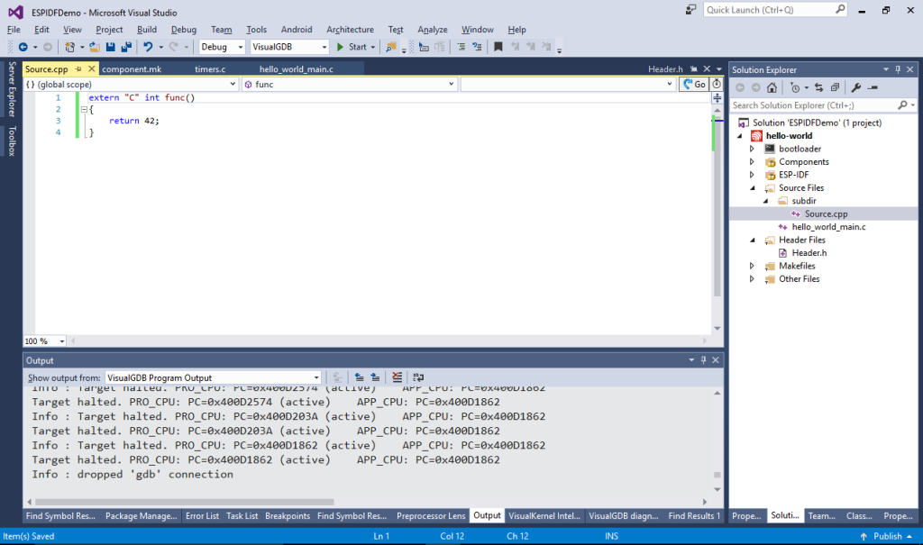 Creating Advanced ESP32 Projects with ESP-IDF – VisualGDB Tutorials