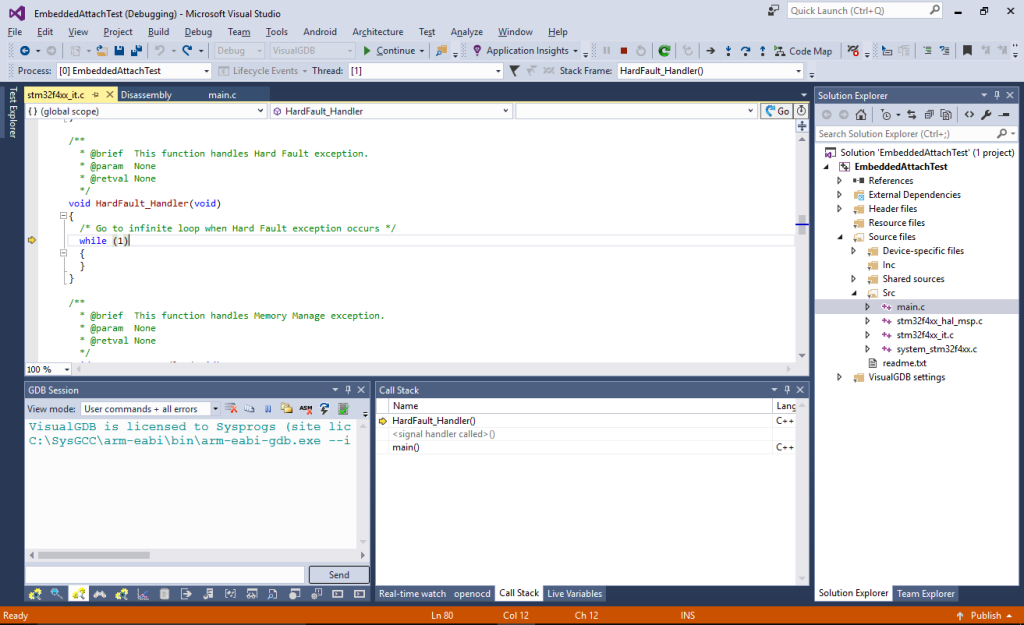 Attaching to Embedded Code to Diagnose Delayed Problems – VisualGDB ...