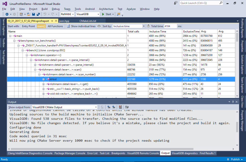 Profiling Linux C++ Code with Visual Studio VisualGDB Tutorials