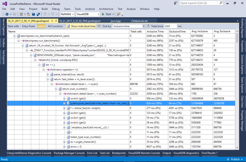 Profiling Linux C++ Code with Visual Studio VisualGDB Tutorials