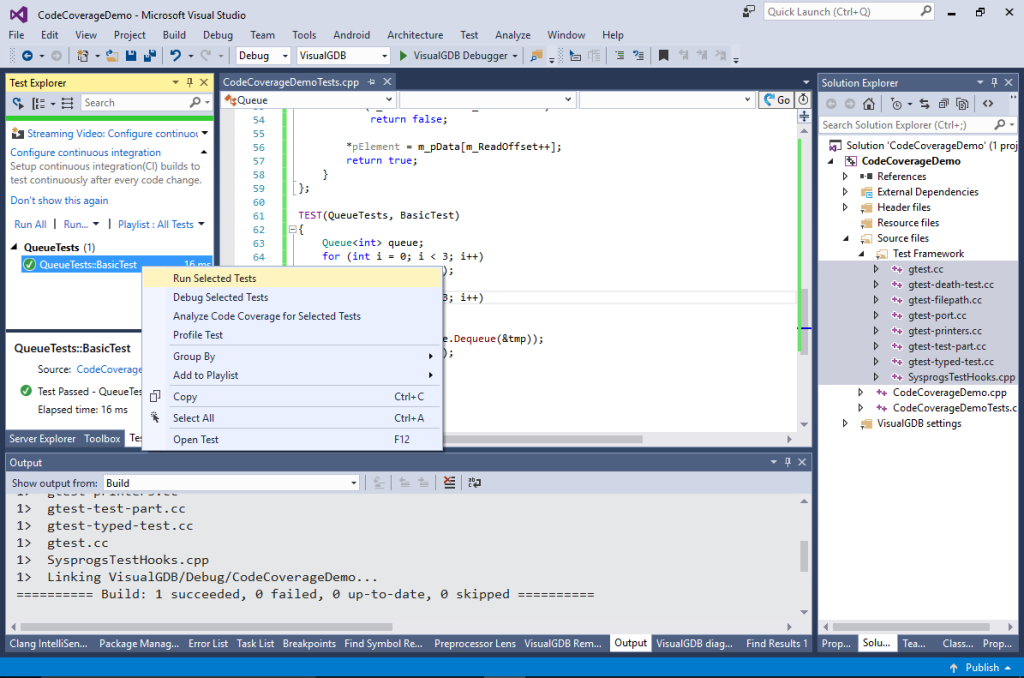 Analyzing Code Coverage for Linux Test Projects – VisualGDB Tutorials
