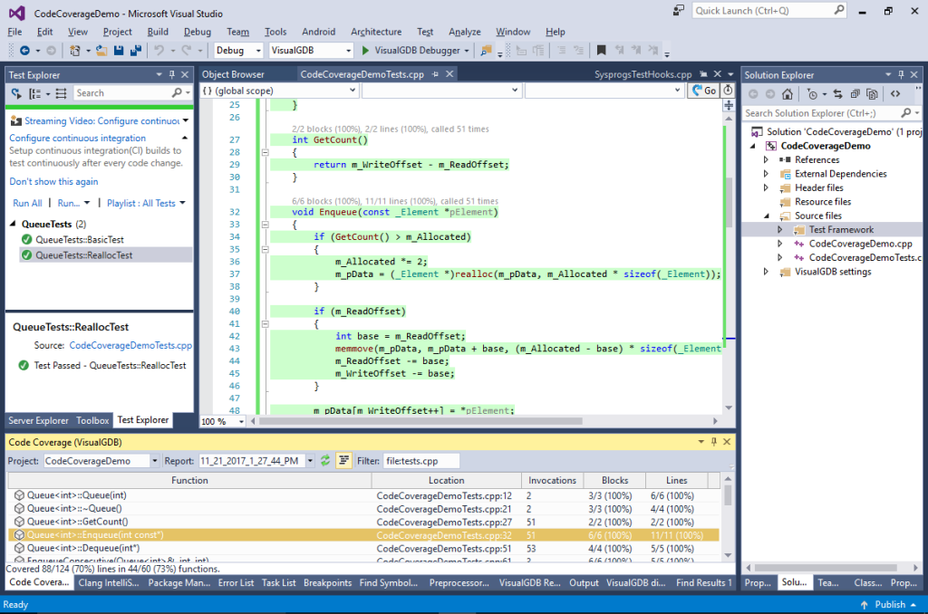 Analyzing Code Coverage for Linux Test Projects – VisualGDB Tutorials