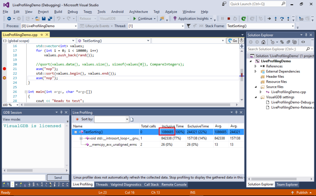 Using Live Profiling to Analyze Critical Parts of Linux Code
