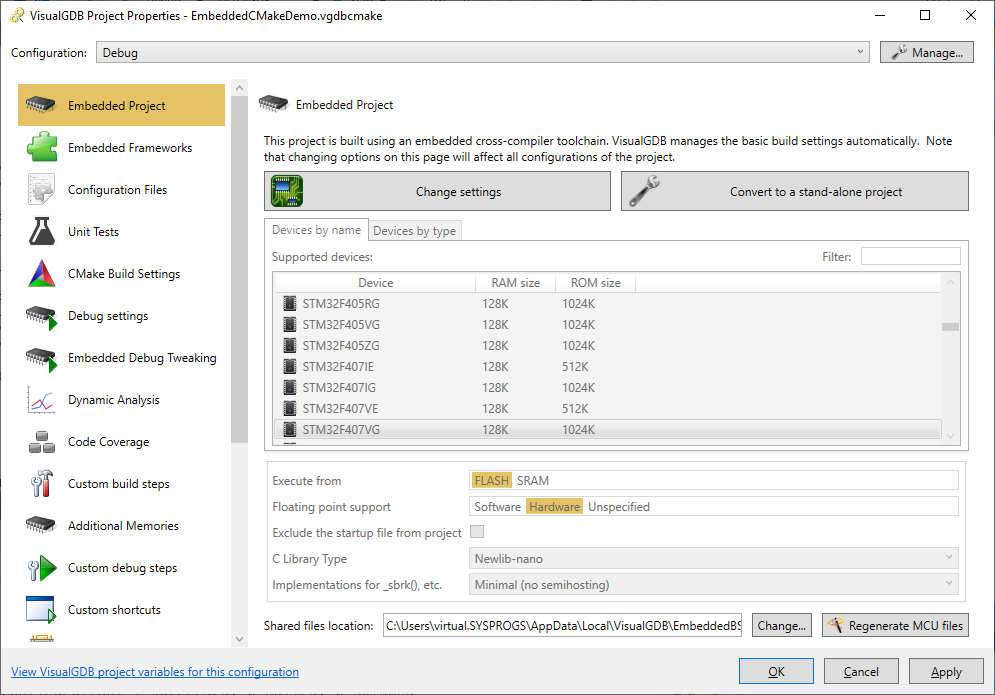 cmake debug unoptimized