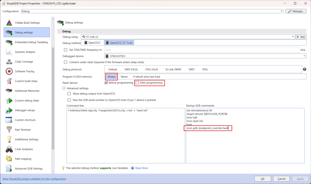 Debugging STM32H7R/S Applications in External Memory – VisualGDB Tutorials